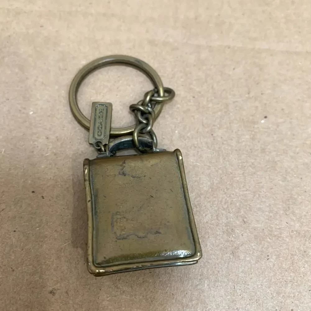 Authentic COACH Rare Vintage BRASS Bronze City Bag Key Ring Fob Charm FS170